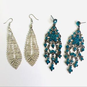 Set of 2 Chandelier Earrings: Turquoise & Silver